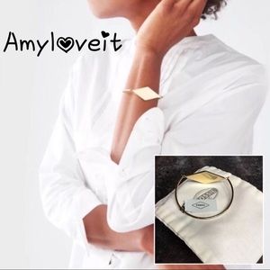 Fossil Gold Tone Diamond Plaque Bangle Bracelet